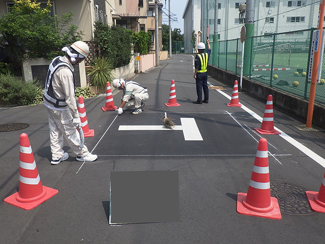 すべり止め舗装工事 作図工施工前